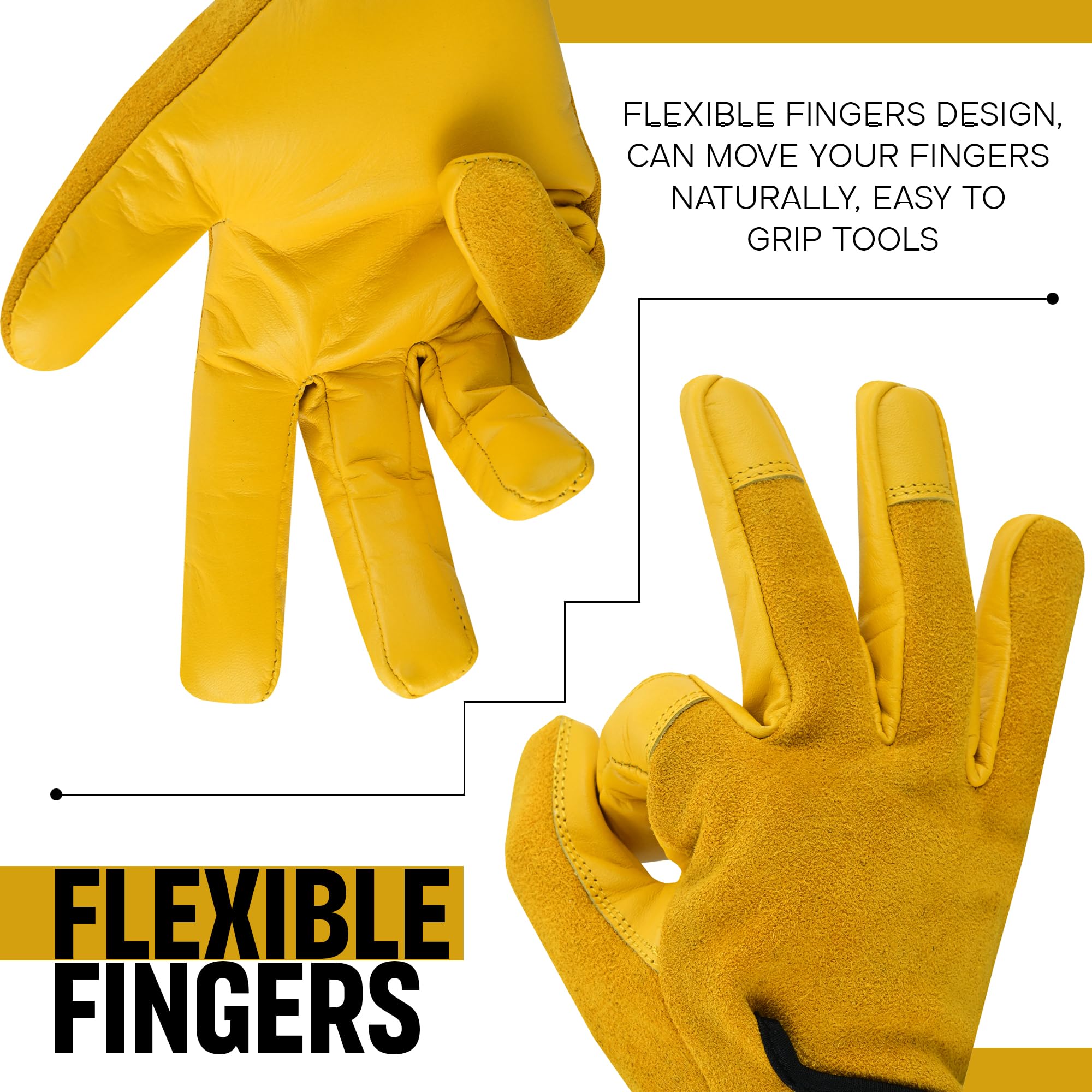 WESTWOOD FOX Ladies/Mens Leather Gardening Gloves Thorn Proof Rigger Garden work gloves, Safety Working Gloves - Image 3