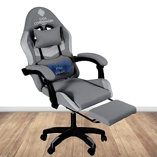 Casa Copenhagen Designed in Denmark, High-Back Fabric Gaming Ergonomic Chair with Advanced Mechanism & Electric Back Massager, Luxurious Memory Foam Seating & Multi Function Arm-Rest - Grey & Grey - Amazon product rated Grade A