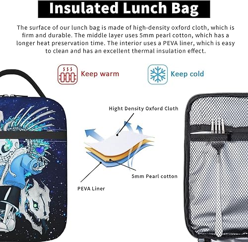 Miniatura 5 de Un-der_tale Sans - Lonchera aislada, reutilizable, portátil, para mujeres, hombres, trabajo, oficina, picnic, viajes