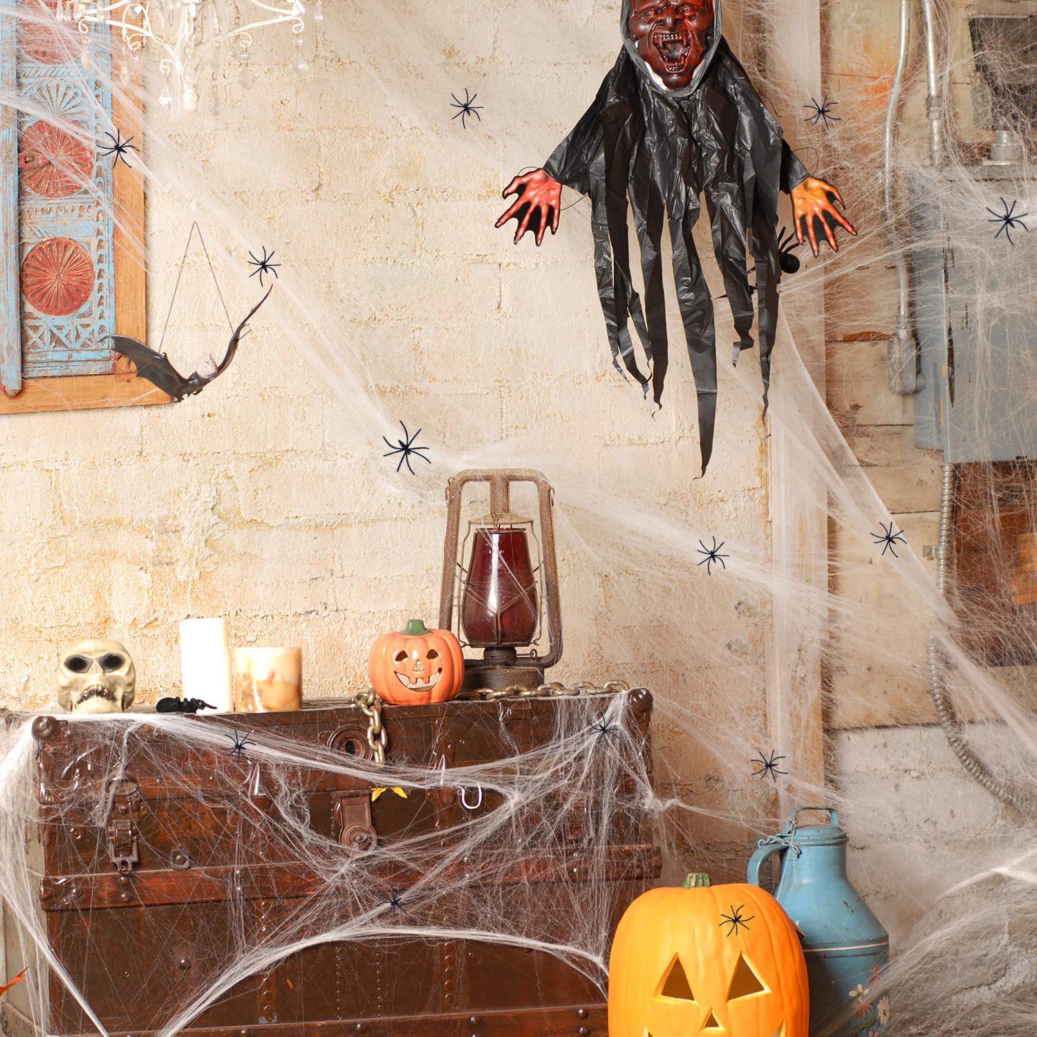 6 Paquetes Telaraña Halloween, Tela de araña 1000 pies Cuadrados con 60 arañas Falsas para Halloween Decoracion Fiesta de Carnaval de Halloween