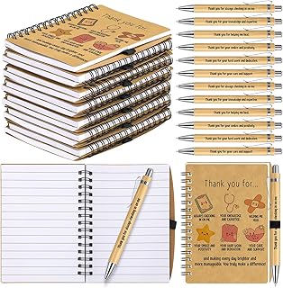 Tenceur 12 Set 2026 Nurse Appreciation Gifts for Pharmacy Thank You Notebooks with Bamboo Pens Inspirational Stationery Gifts Bulk for CNA Doctors Medical Team Staff Office Graduation Supplies