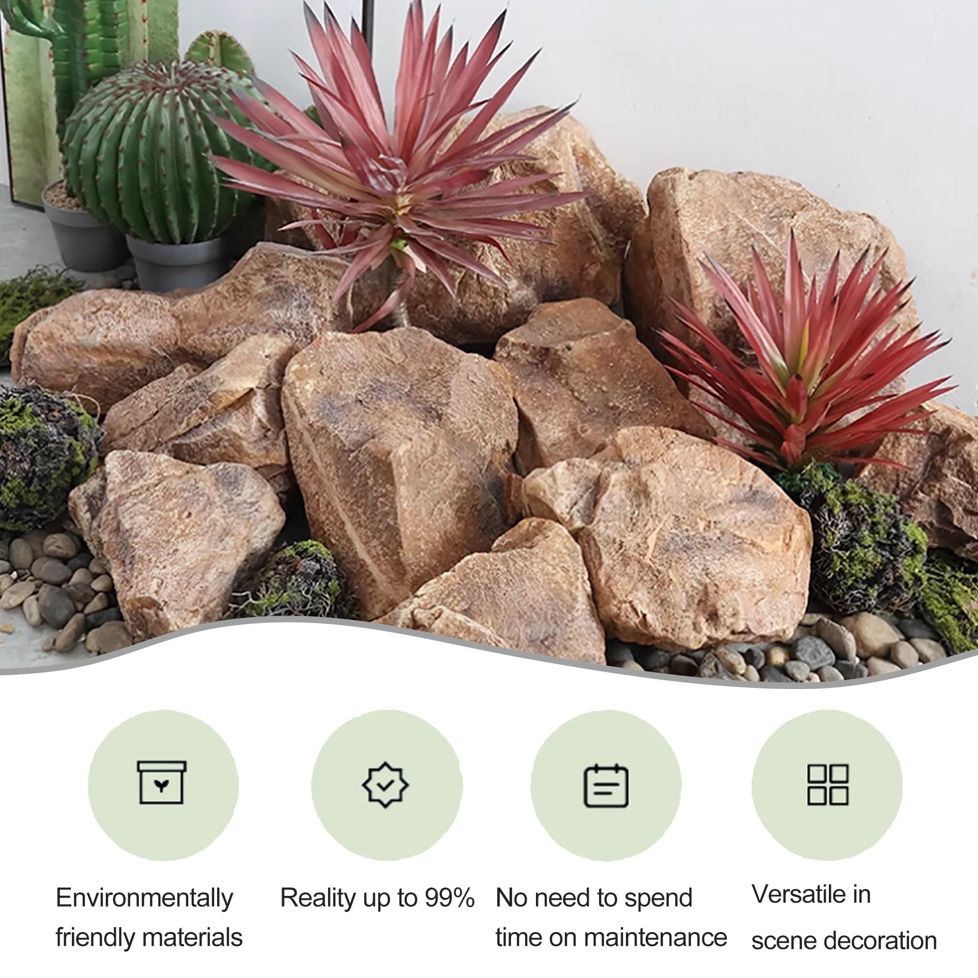 Boulder artificiale per esterni, copertura in finta roccia, schiuma di poliuretano con texture naturale realistica per prati, giardini, acquari