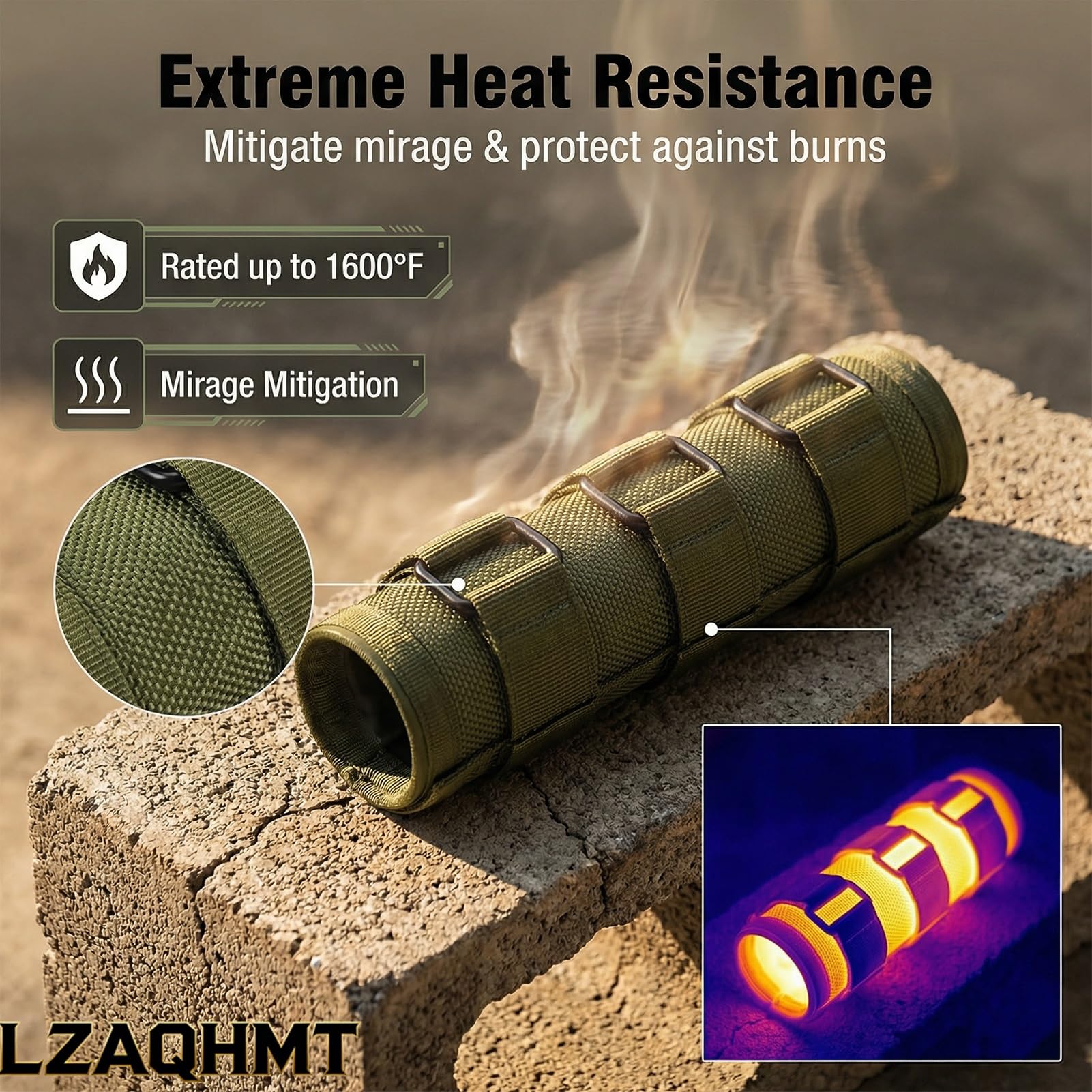 Resistente al Calore Copertura per Silenziatore Tattico - Manicotto Microfibra Antiscottatura Rivestimento Silicone per Silenziatore Protezione (5/6/7/9 Pollici)
