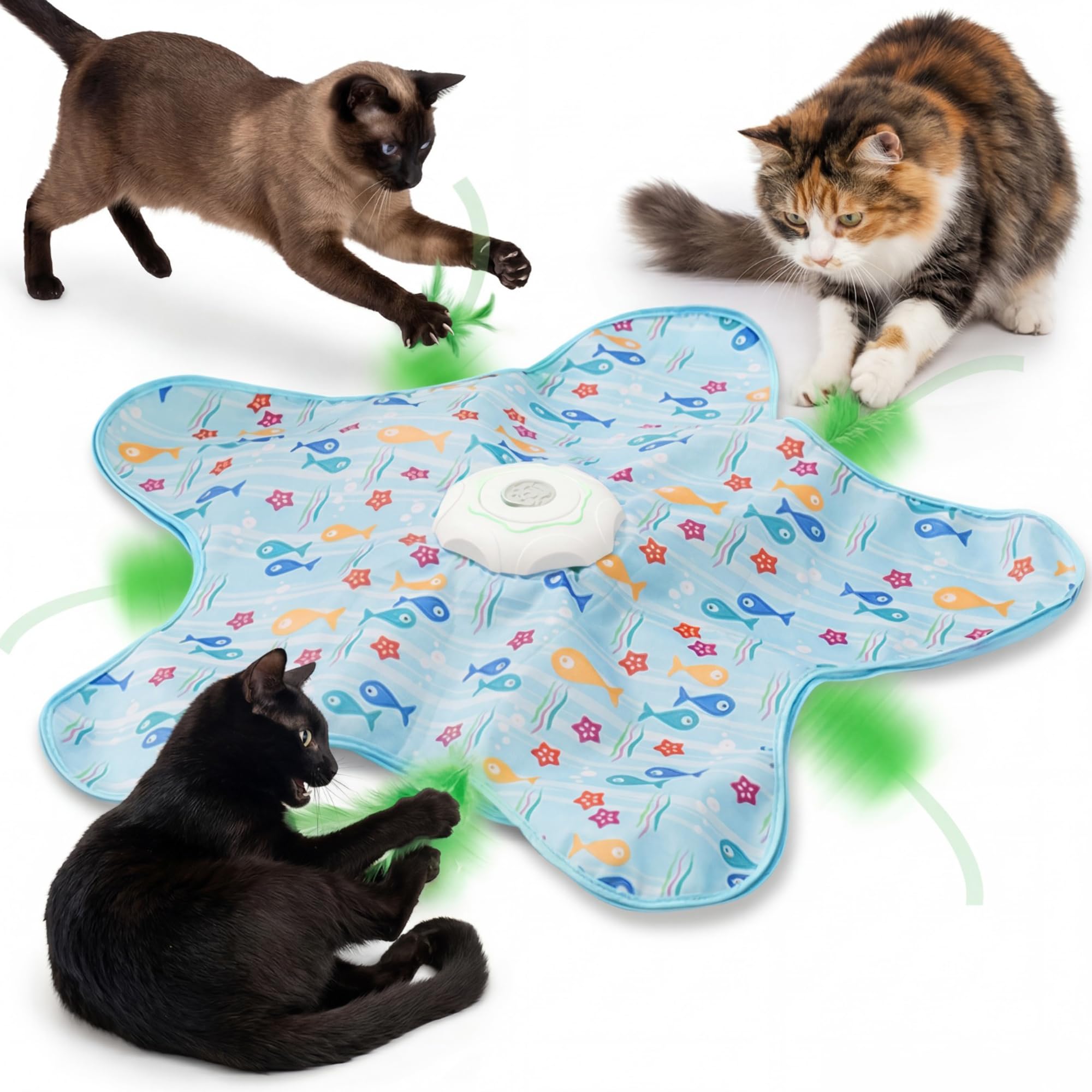 Sanrik USB Rechargeable Interactive Cat Toy for Indoor Cats - Automatic Moving Kitten Toy with Feathers, Smart Cat Enrichment & Exercise Accessories for Adult Cats