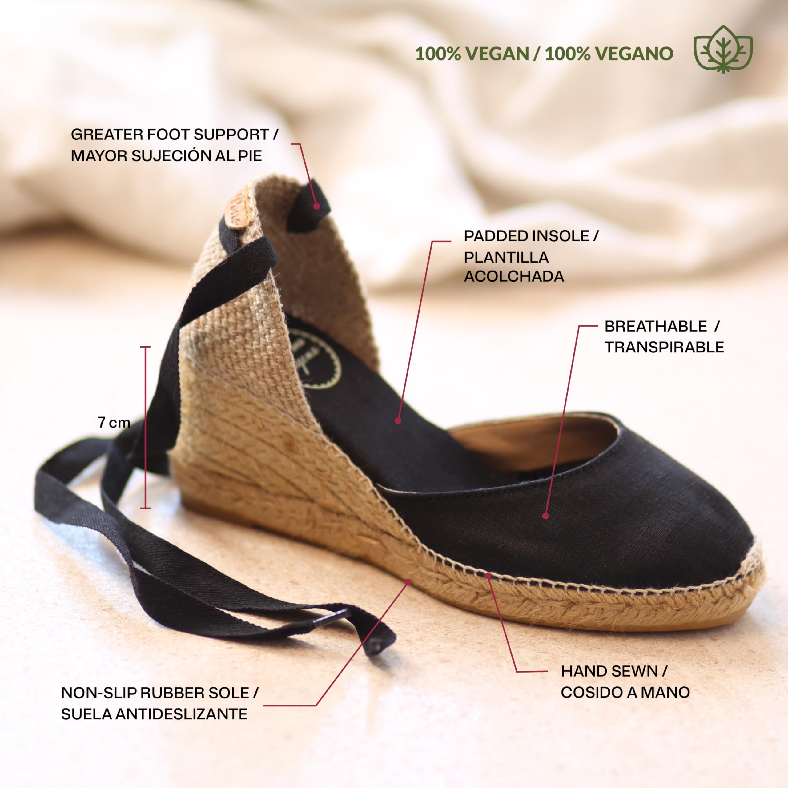 TONI PONS CALONGE - Espadrilles Valenciennes végétaliennes pour Femmes de en Tissu de Coton.