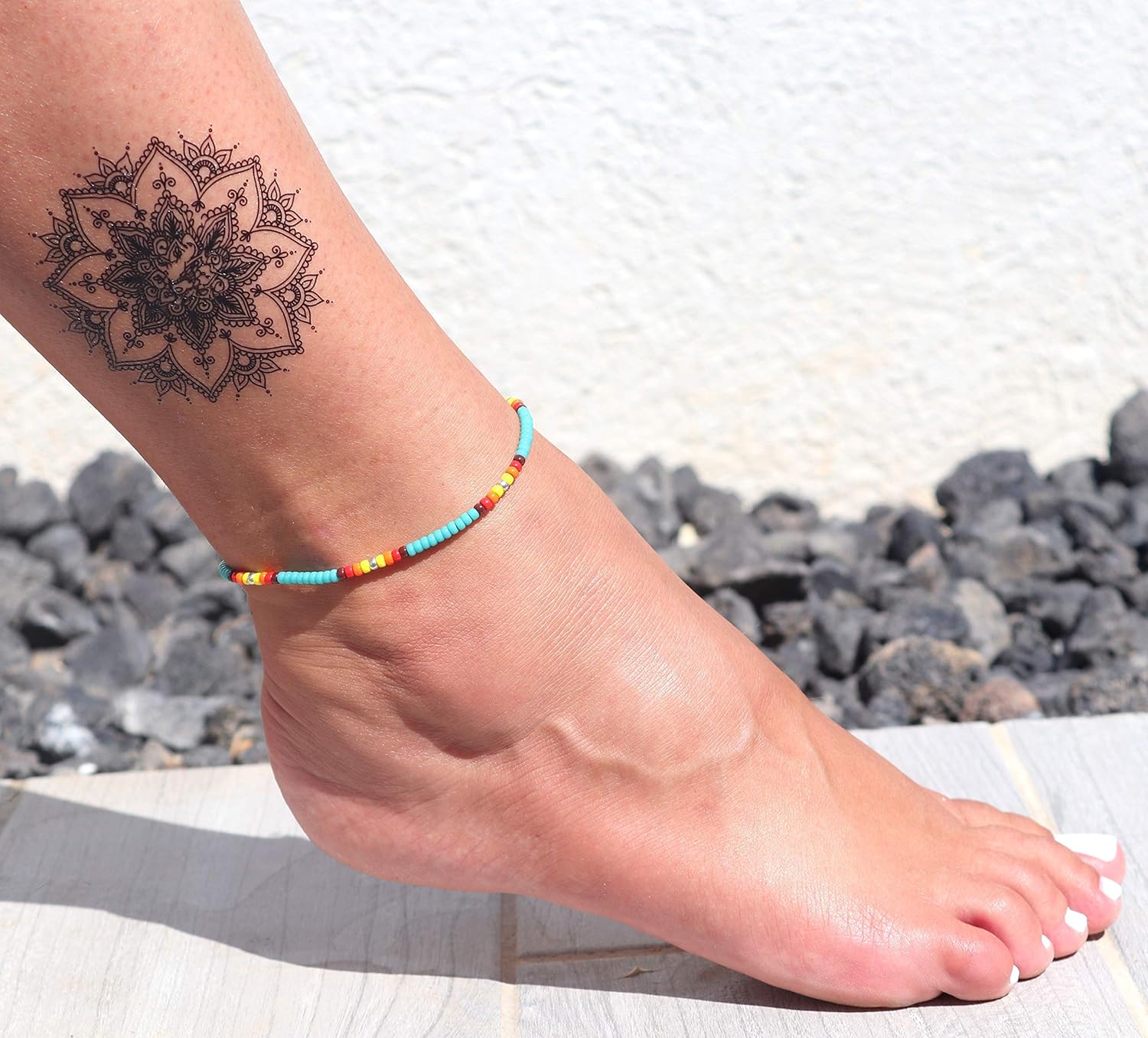Anklet for Women, Turquoise Beaded Native American Style Boho Anklet, Bohemian Hippie Colorful Beach Summer Waterproof Anklet for Women and Girls, Handmade by Tribes - Image 4