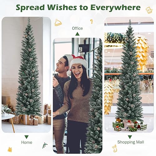 Miniatura 161 de Goplus - Árbol de Navidad artificial cónico de 6 pies, 340 puntas de rama, agujas de cloruro de polivinilo premium, delgado con soporte de metal