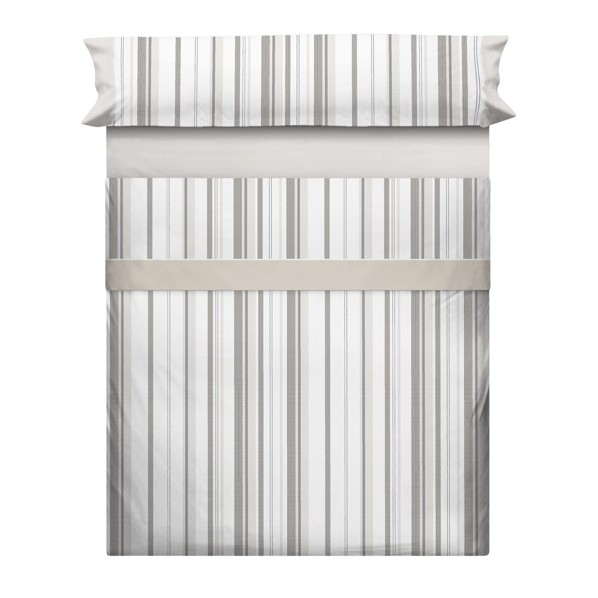 HaraDeco Juego de Sábana Cama 150x190/200cm 100% Algodón 144 Hilos, de 4 Piezas con Bajera (Canto 30cm) (Maran Lino, Cama 150)