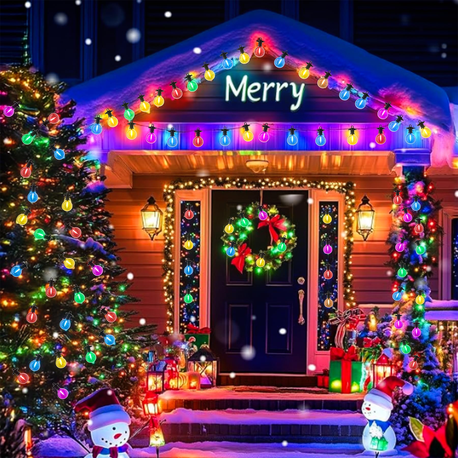 Zuske Bunte LED Lichterkette Außen 15m, 25 G40 Bunte Glühbirnen, mit Stecker, IP65 wasserdicht, für Weihnachten Erntedankfest Geburtstag Party Garten Terrasse Balkon Hochzeit