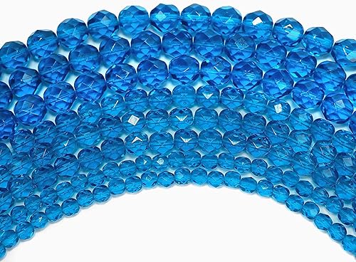 Elegir un tamaño, Capri azul, checa Fuego Pulido Redondo facetado abalorio de vidrio, 16inch Strand