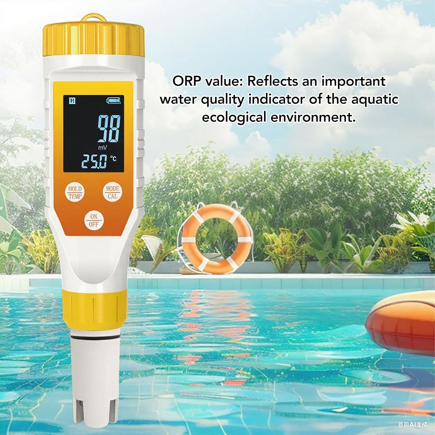 Asixxsix 7 in 1 Water Quality Tester, Hydrogen Water Meter ORP TDS EC and Salinity Tester Ph Tester Digital Backlit Display 7 in 1 PH Meter for Aquarium Swimming Pool Hot Tub