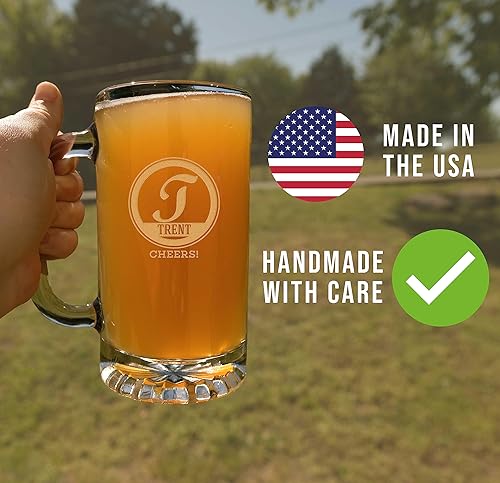 Miniatura 4 de Taza de cerveza de vidrio grabada personalizada de 16 onzas, para el día del padre, monograma, nombre personalizado, regalos de cerveza