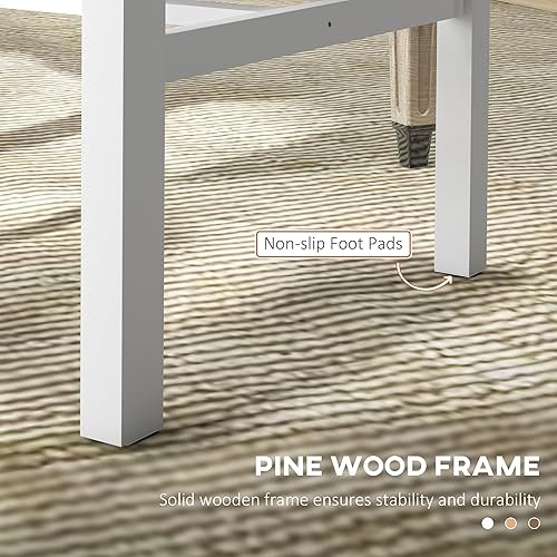 Miniatura 6 de HOMCOM Sillas de comedor, juego de 4 sillas de cocina y comedor de granja con respaldo de listones, asientos de madera de pino para sala de estar y