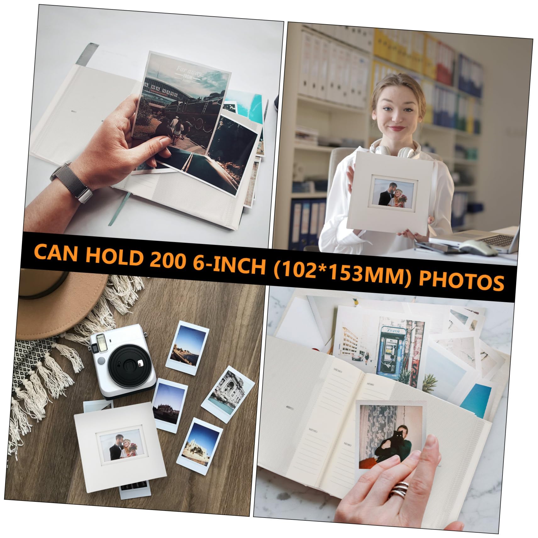 Álbum de Fotos de Bolsillos 200 Ranuras Pp y Papel Blanco | Diseño Elegante, para Guardar Fotos y Postales, Formato 4r y 6 Pulgadas