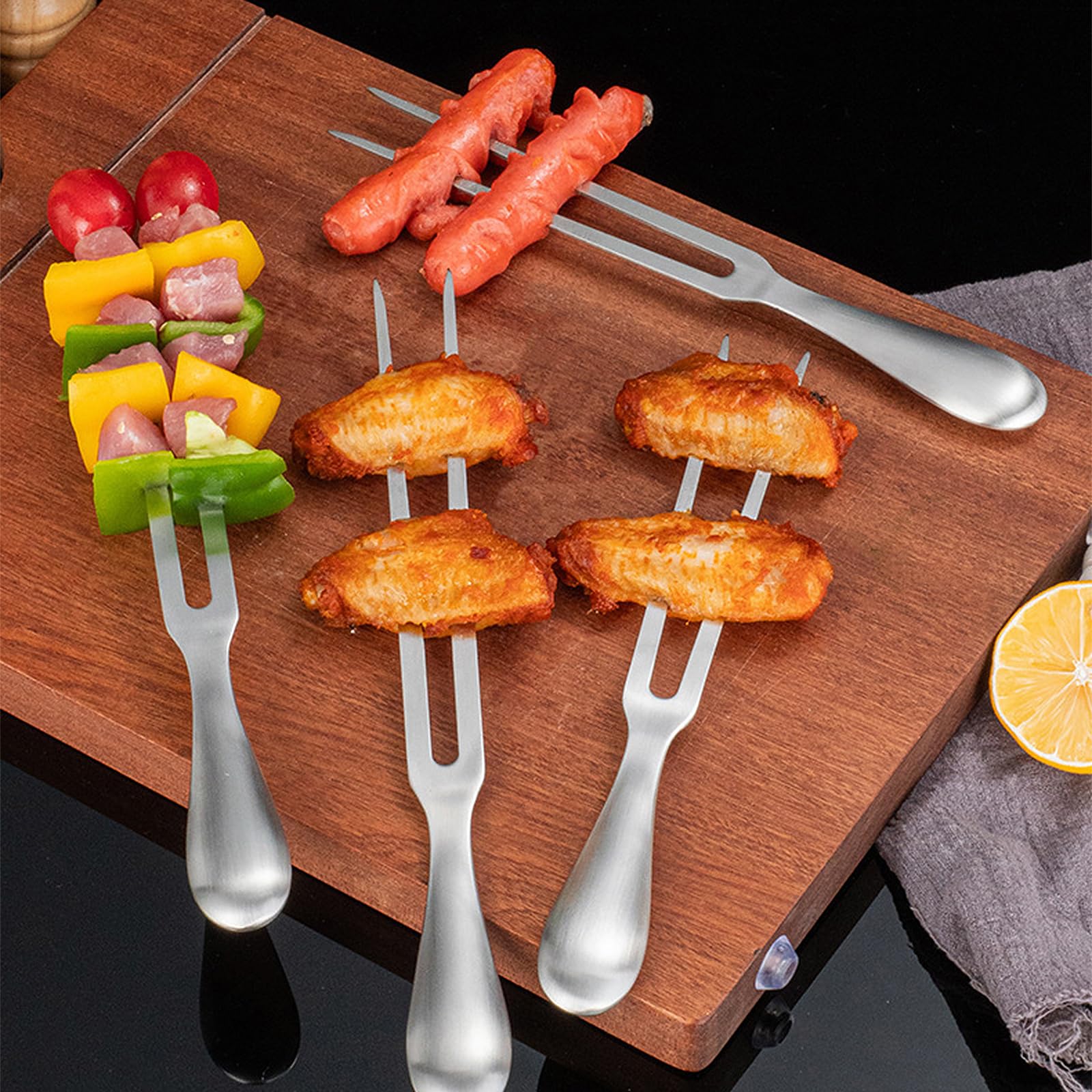 Tenedor de Barbacoa de Acero Inoxidable, 28 cm Tenedor para Trinchar Profesional, Tenedores de Carne de Acero Inoxidable, Apto para Lavavajillas, para Barbacoa, Cocina, Pavo, Asado y Cena