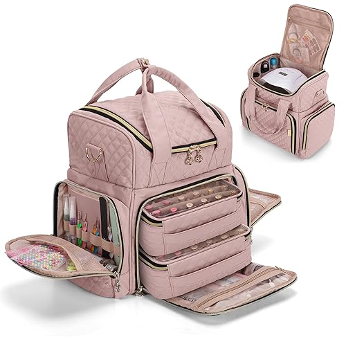 Vista 17 de LUXJA Organizador de esmalte de uñas con capacidad para 48 botellas y una lámpara de uñas, estuche de esmalte de uñas con 2 bolsas extraíbles y Negro