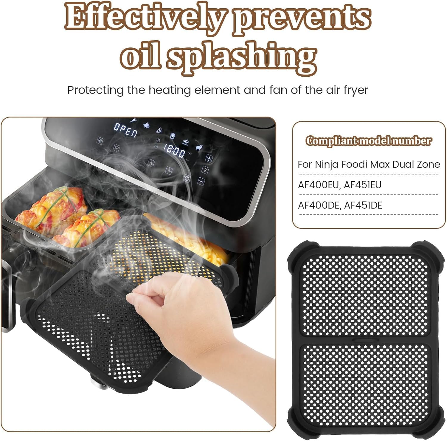 Protection Anti-éclaboussures En Inox Pour Friteuse Air Ninja AF400EU/AF451EU - Magnétique, Lavable Au Lave-vaisselle