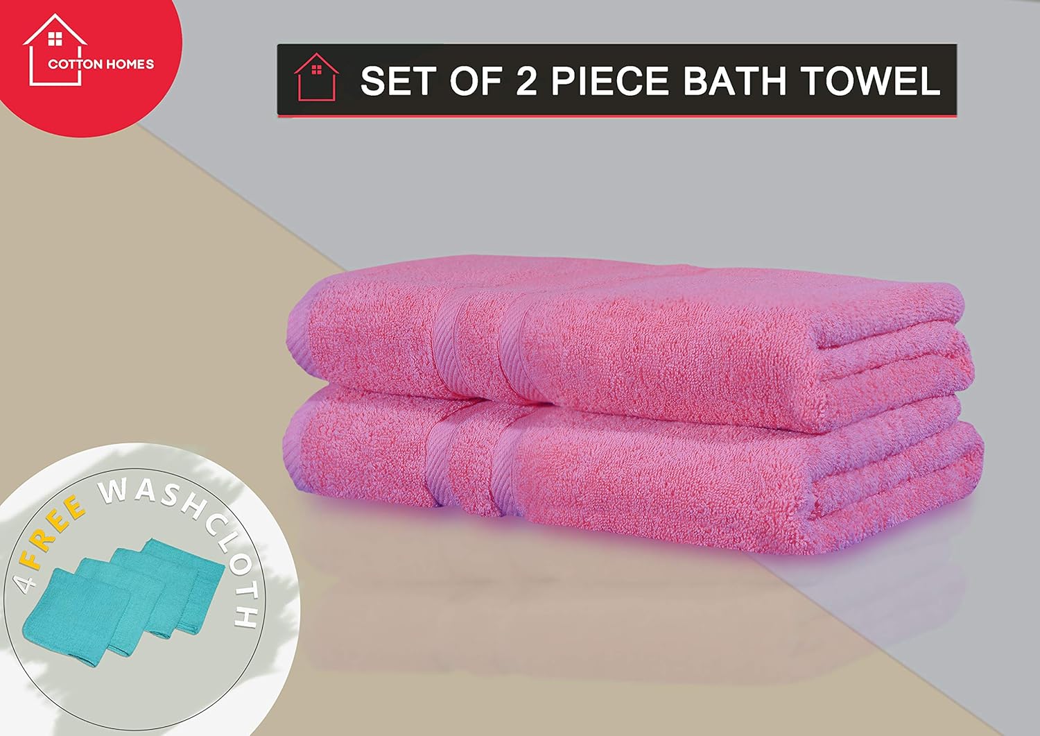 Bella Vista (Set of 2 Piece Bath Towels, Pink)