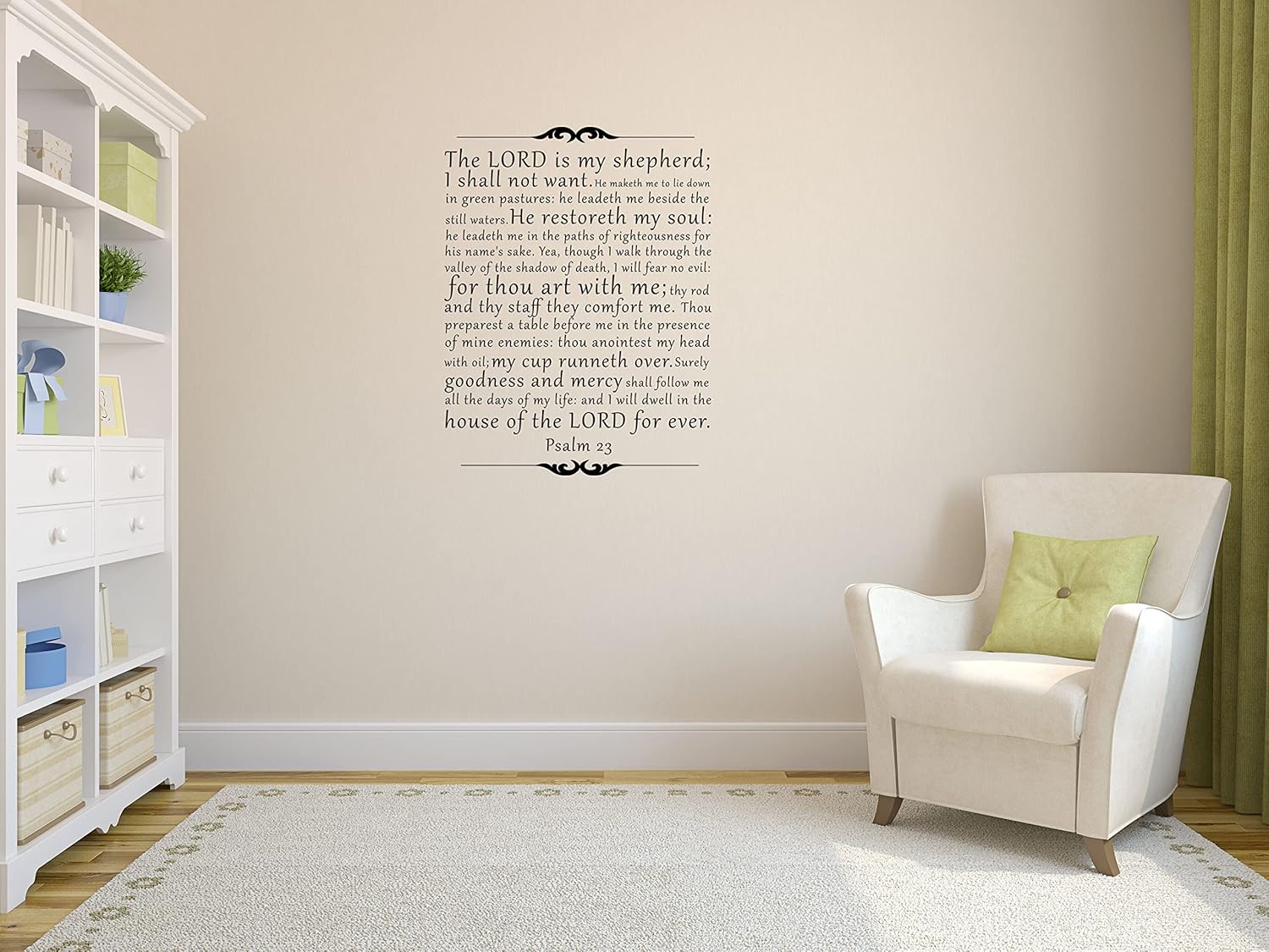 The Lord is My Shepherd Wall Decal – Psalm 23 Scripture Quote – KJV Verse Vinyl Lettering – Christian Home Décor – Religious Inspirational Art Sign