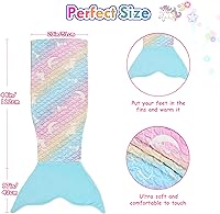 Vista 3 de Catalonia Manta de cola de sirena para niñas, saco de dormir de sirena que brilla en la oscuridad para niños, regalo de sirena para niñas