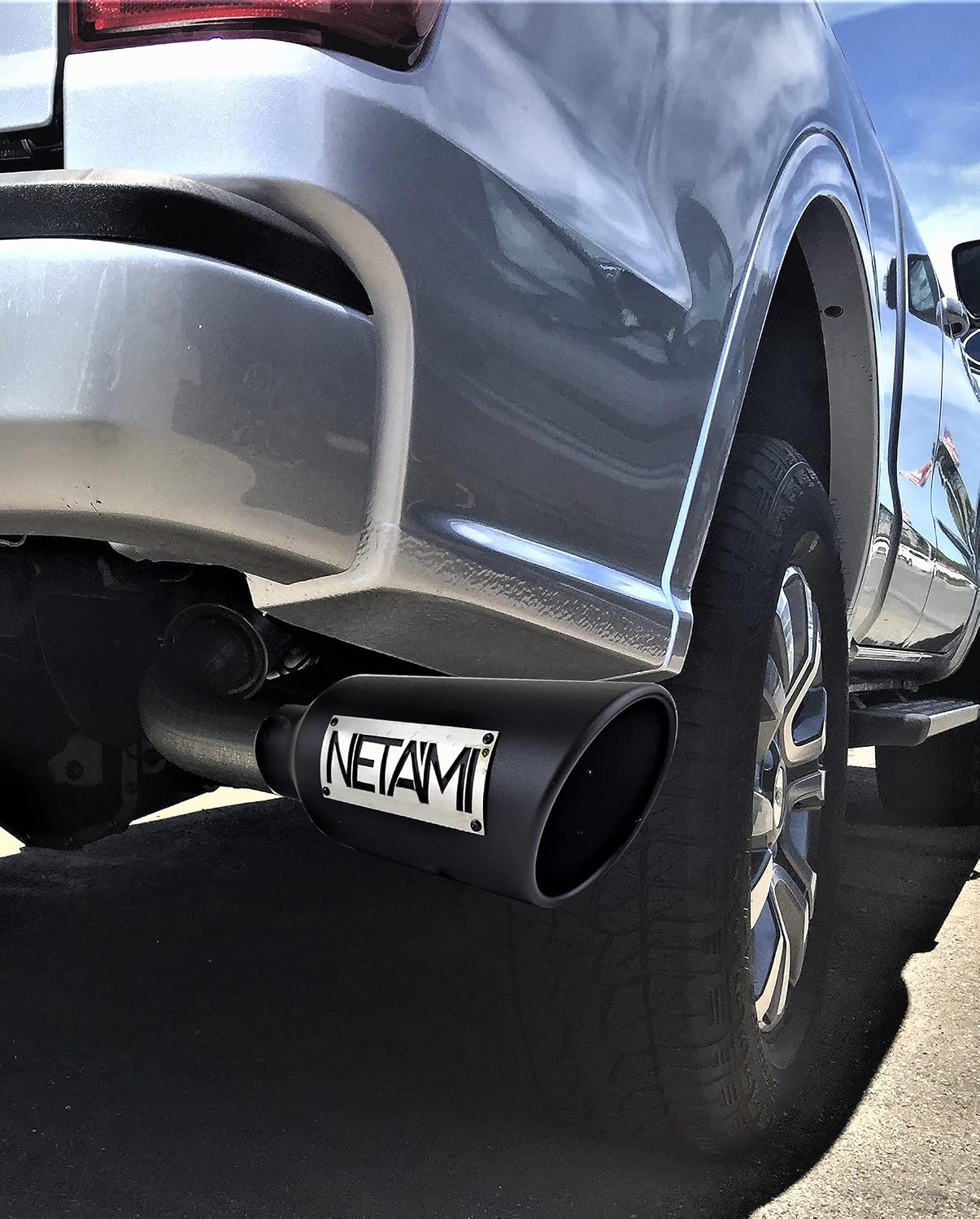 NETAMI 3" to 4" Exhaust Tip Stainless Steel Black Powder Coated Clamp-on 3" x 4" x 12" L