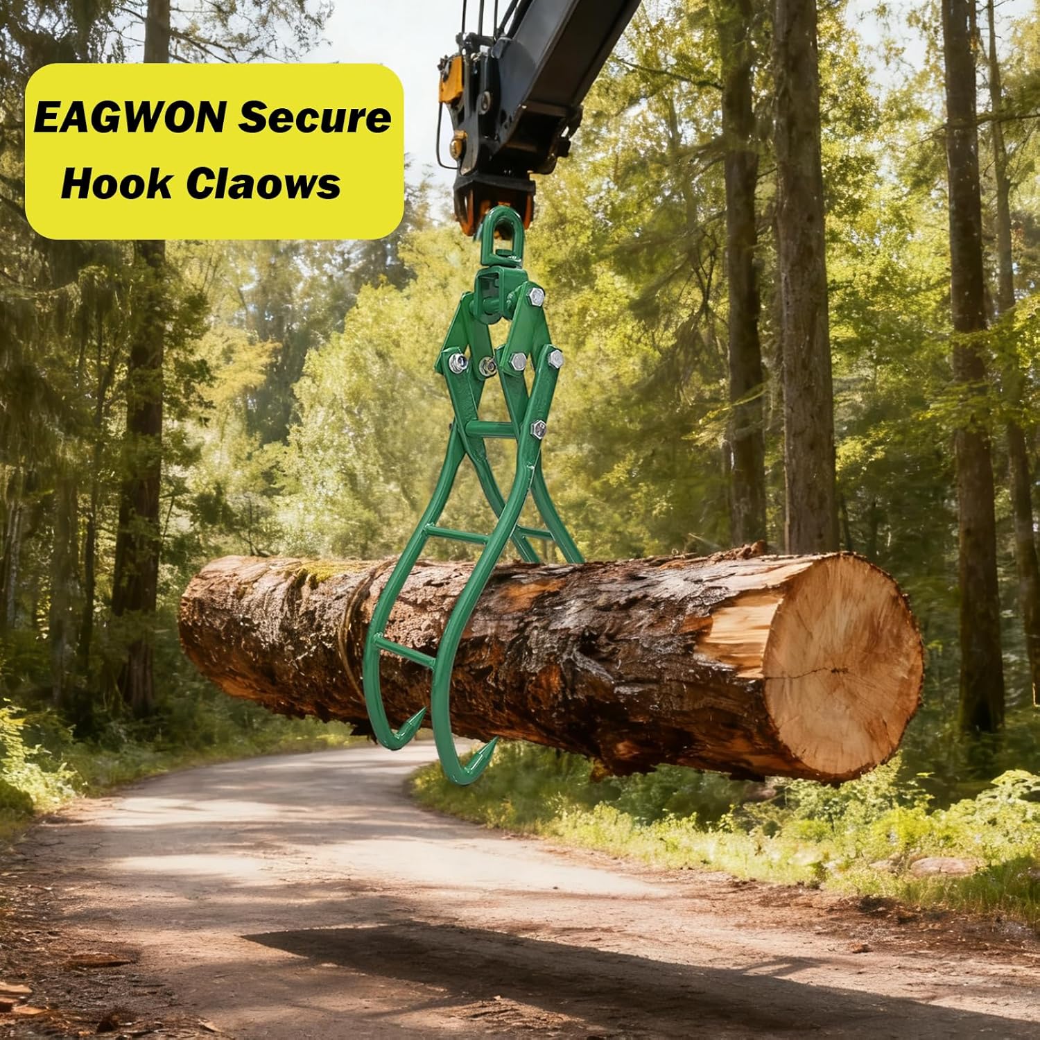 Timber Claw Hook, 4-Claw 28-Inch Log Grapple Tongs with Swivel Steel, 31" Max Opening, 2200LBS Capacity for Tractors, ATVs, Trucks & Forklifts