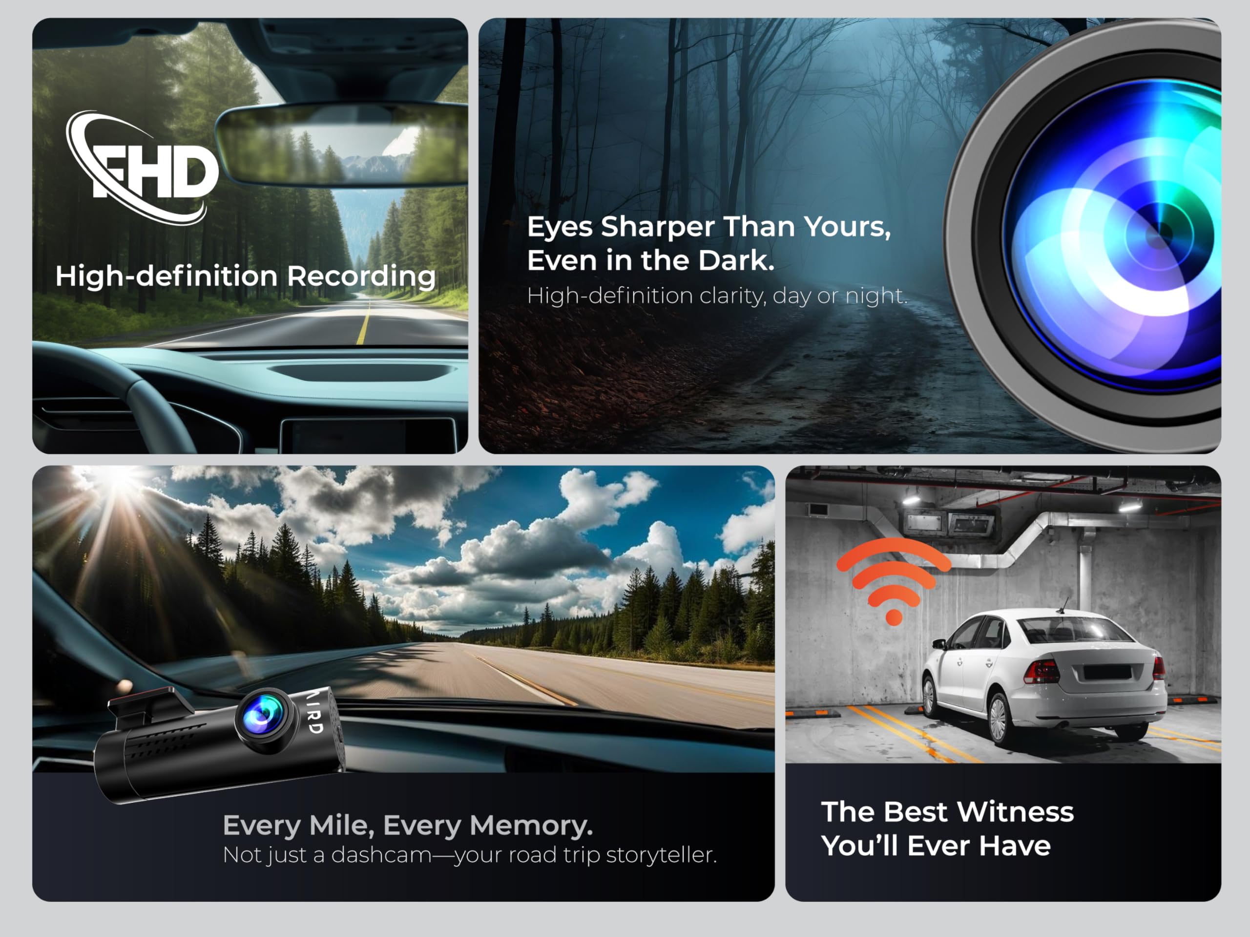 AIRD NEO D100 Dash Cam for Car | Full HD 1080p | 150° Wide Angle | Super Night Vision | Built-in WiFi | G-Sensor & Parking Monitor | Free 64GB Card | Supports up to 128GB | Built for Indian Roads 1
