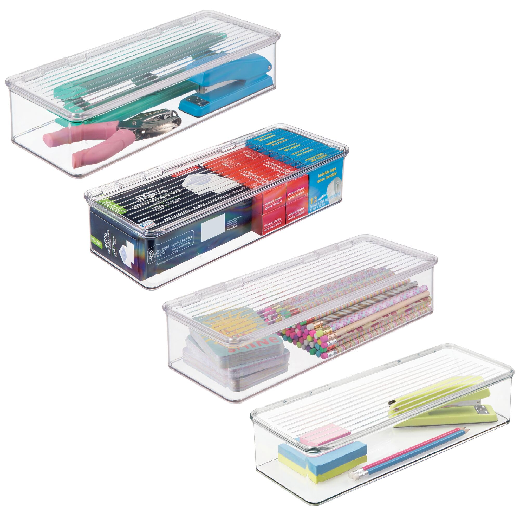 Boîte de rangement plastique iDesign à couvercle hermétique pour placard propre