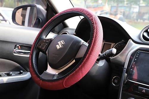 Miniatura 3 de JONJEA Funda de cuero para volante de automóvil para mujeres y hombres, funda antideslizante para volante de automóvil, tamaño estándar universal de