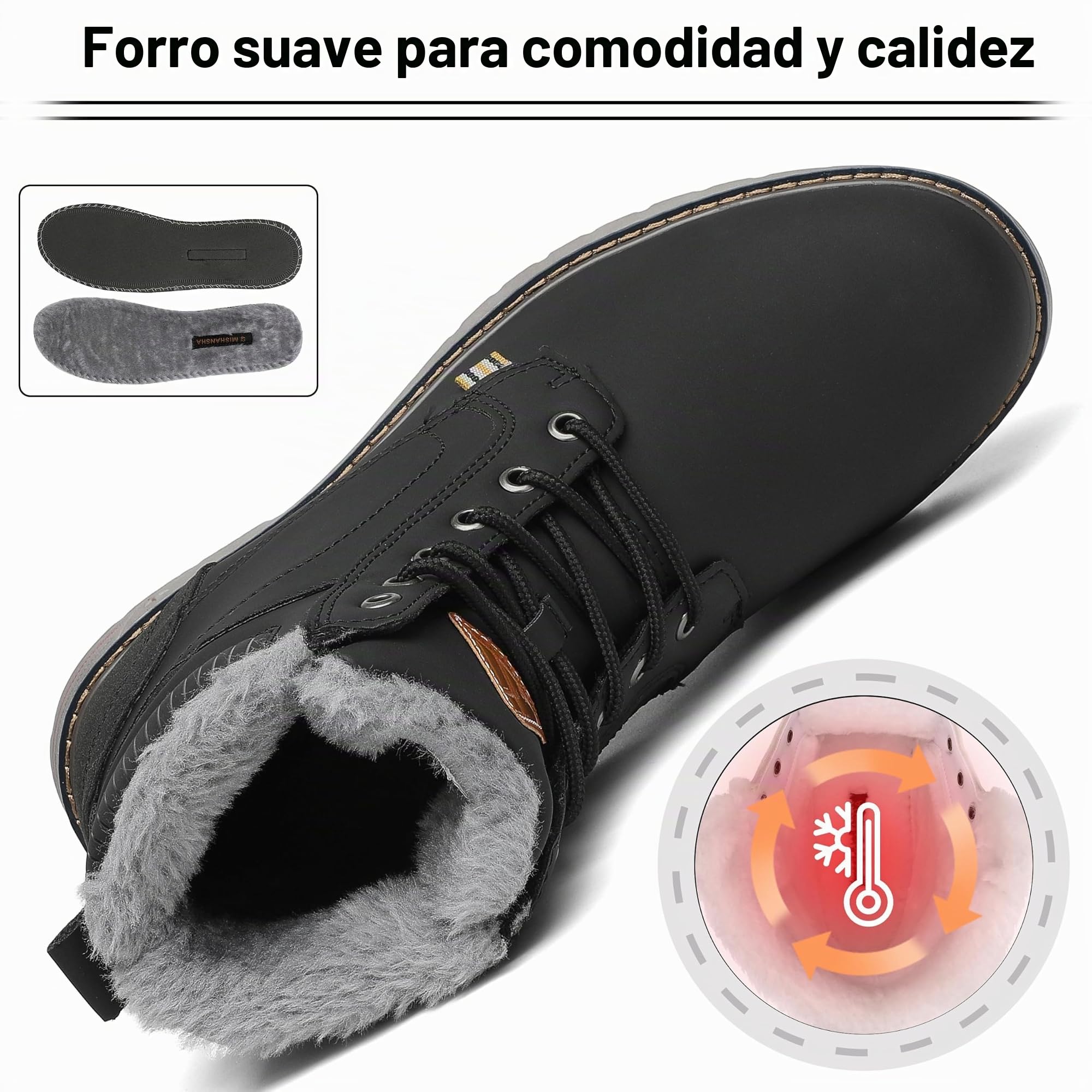 Mishansha Botas de Nieve Hombre Mujer Invierno Negro Gr.36