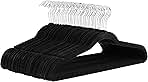 Amazon Basics Slim, Velvet, Non-Slip Suit Clothes Hangers, Pack of 50, Black