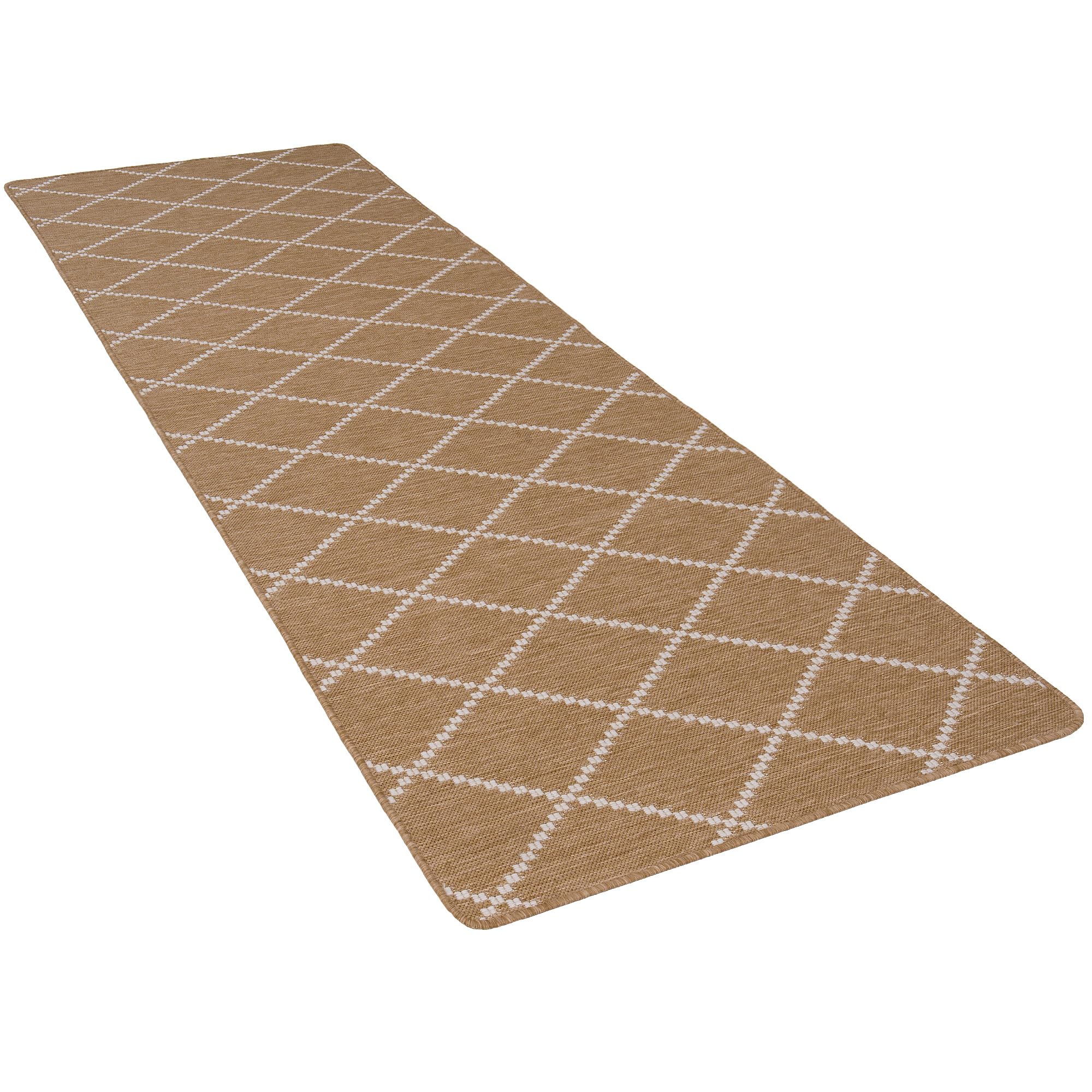Snapstyle Tapis Couloir Intérieur & Extérieur Newport Beige – Tapis Réversible à Motif Losanges Moderne pour Couloir, Balcon et Terrasse