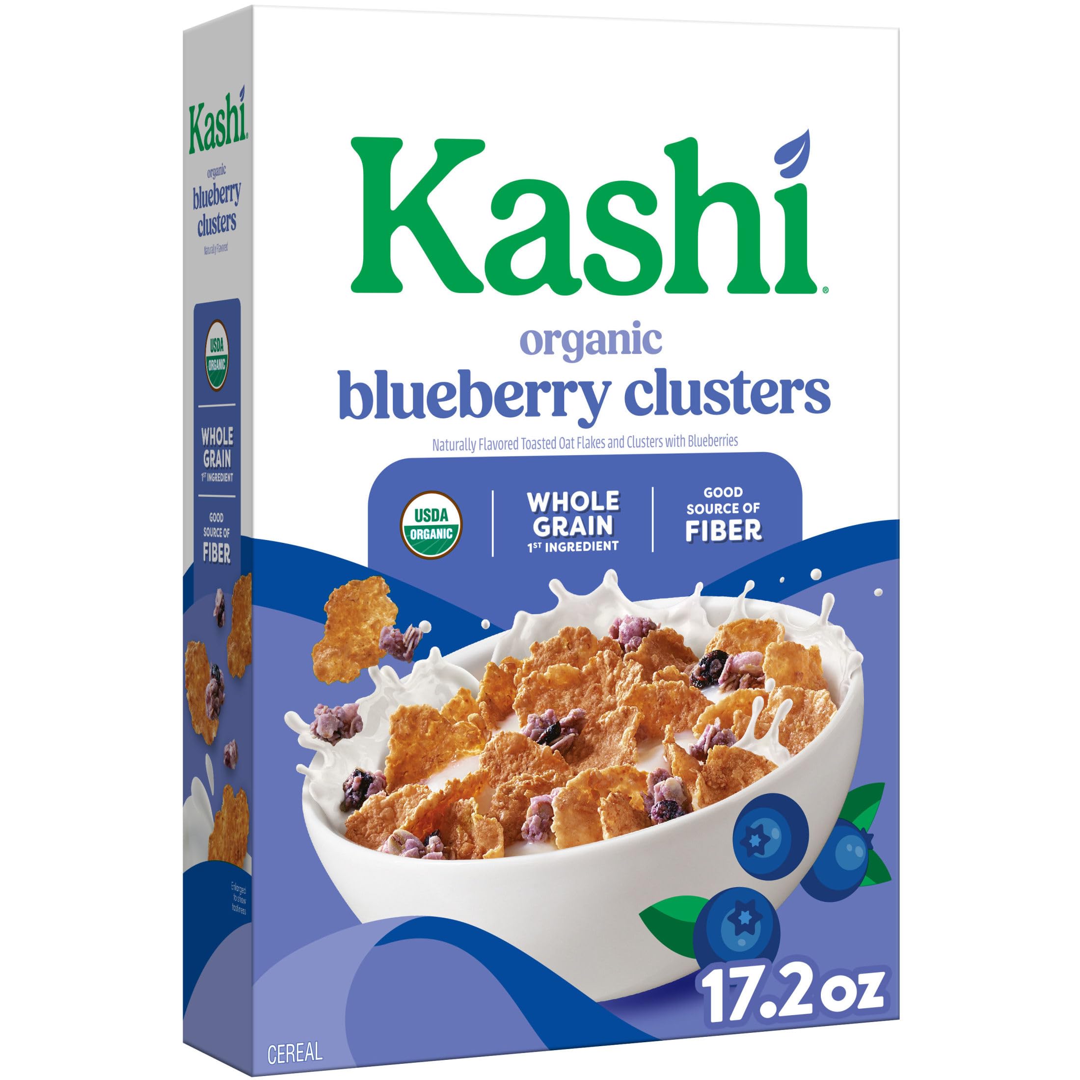 Kashi Breakfast Cereal, Organic, Whole Grain, Blueberry Clusters, 17.2oz Box (1 Box)