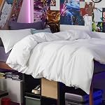Bedsure Couvercle jumeau/jumeau XL Taille pour les enfants - Double lit brossé extra doux avec fermeture à glissière, 2 Pièces, y compris 1 Couverture de couettes (68"x90") & 1 Sham oreiller, Conforteur non inclus, Blanc