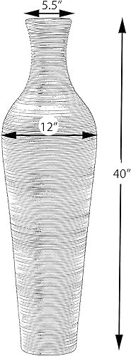 Miniatura 4 de Jarrón decorativo marrón de 39 pulgadas de alto, jarrón clásico de piso limpio e independiente, jarrón de ratán artificial, florero de piso de PVC,