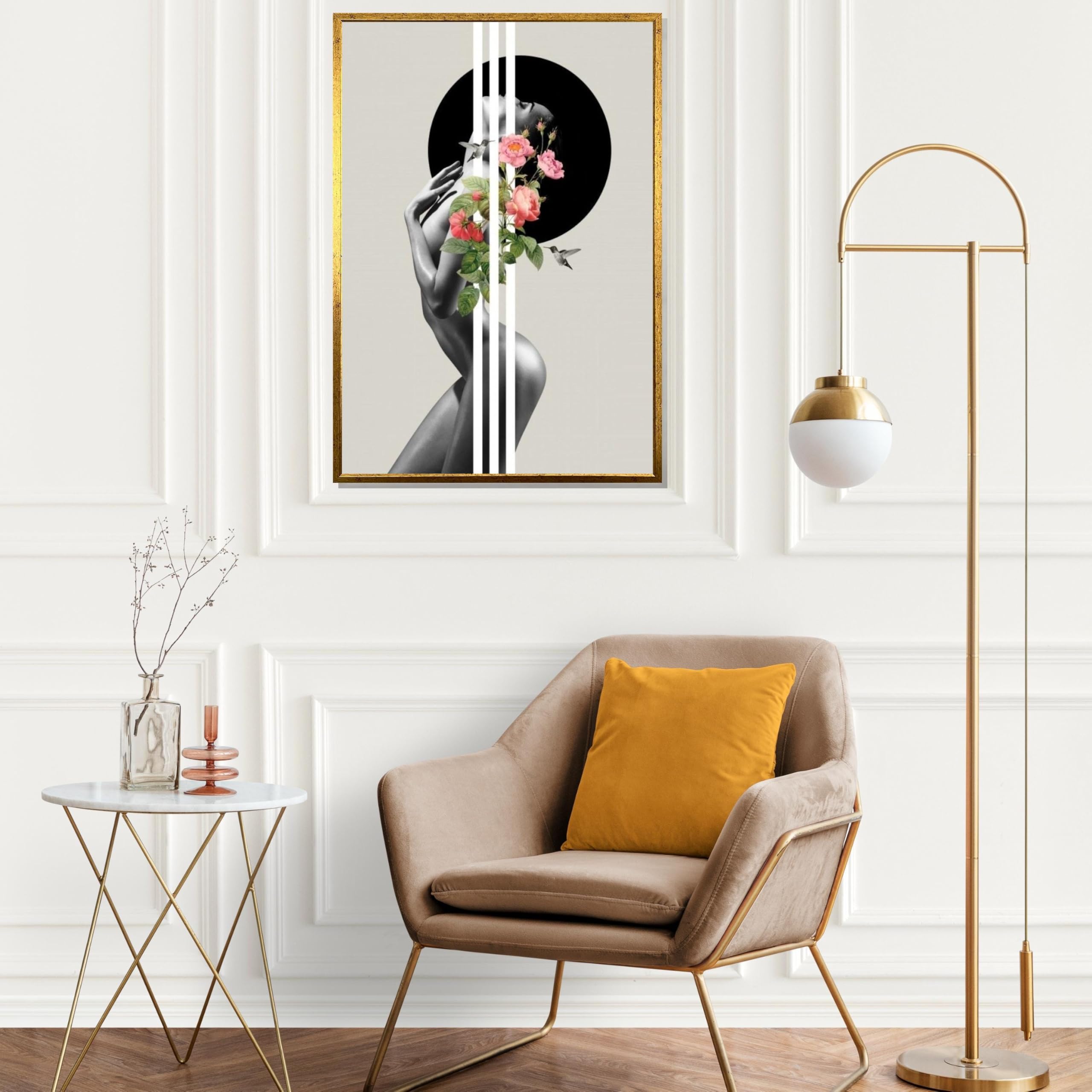 LMYCHENG Abstrakcyjne kwiaty nagie plakaty i wydruki sztuka nowoczesna sztuka obrazy na płótnie obrazy kwiatowe obrazy ścienne grafika do domu (70 x 100 cm/wewnętrzna rama)