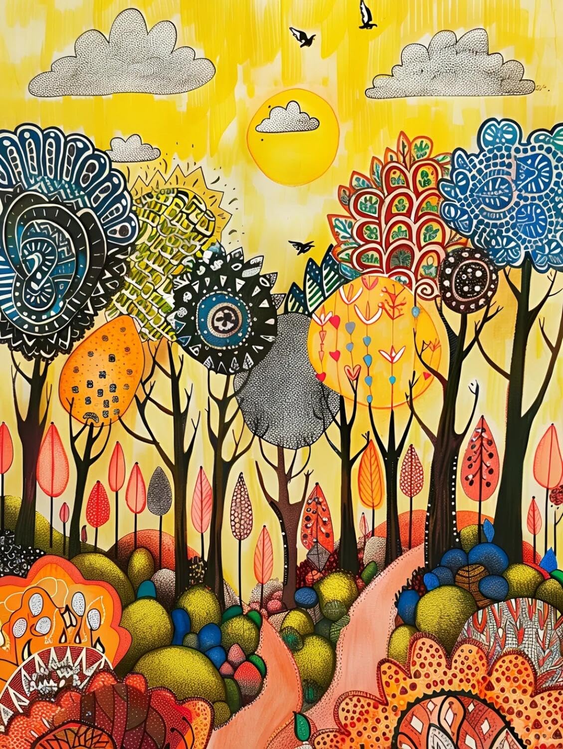 Rqwybcaxn Embroidery Beads Kit Autumn Forest 40x50cm