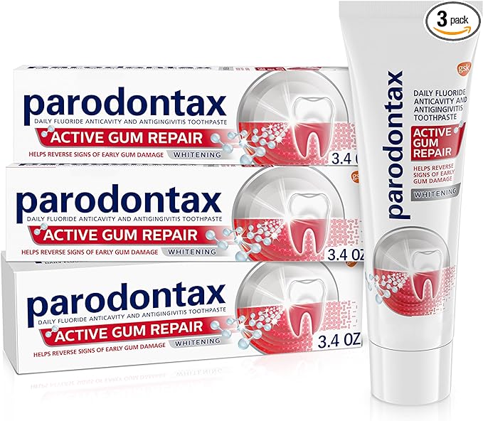 Parodontax Active Gum Repair Whitening Toothpaste for Bleeding Gums - 3x3.4 oz Tube