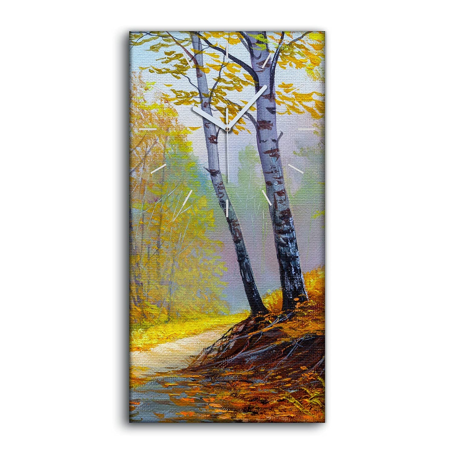 Horloge sur Toile Art Moderne Forêt - Tableau Mural Design Haut de Gamme 30x60cm