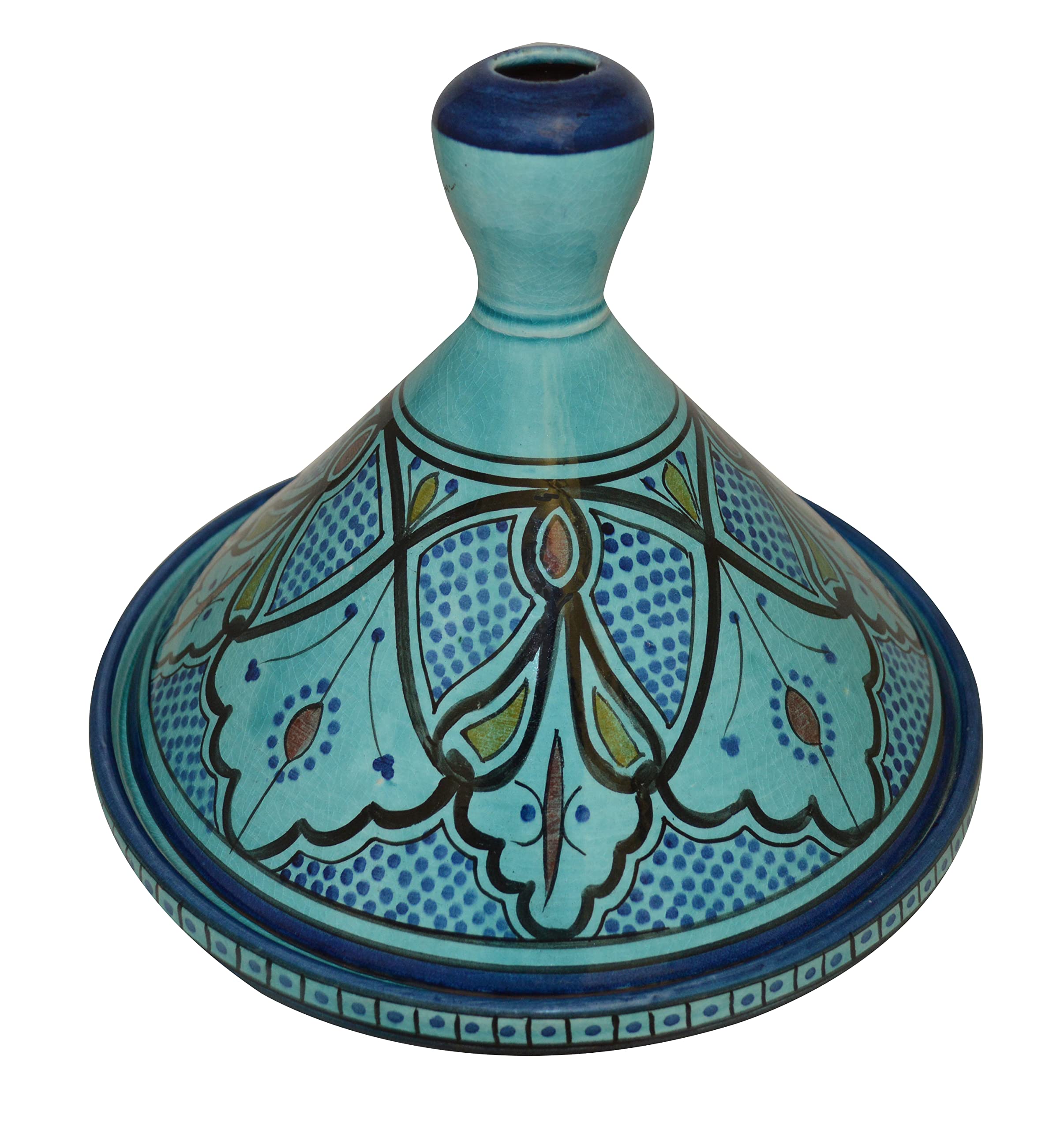 Moroccan Handmade Serving Tagine Exquisite Ceramic With Vivid colors Original large 12 inches Across Aqua