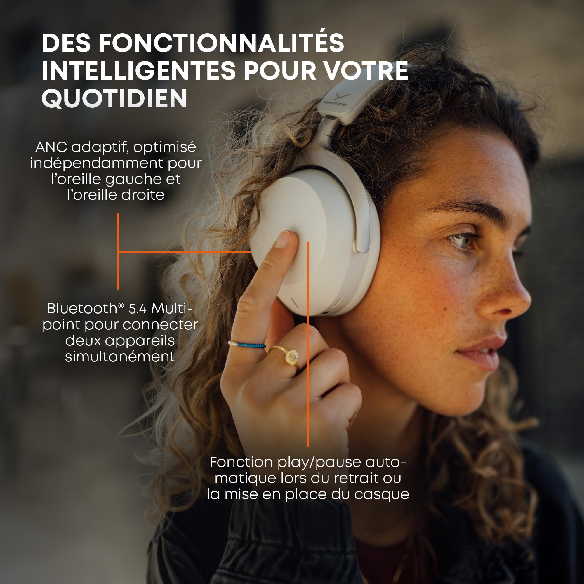 beyerdynamic AVENTHO 300 Casque sans Fil Supra-auriculaire avec ANC, 50 h d'autonomie, Bluetooth® 5.4, Audio 3D, Stellar.45, en Noir - Nouvelle Mise à Jour Disponible Via l'application