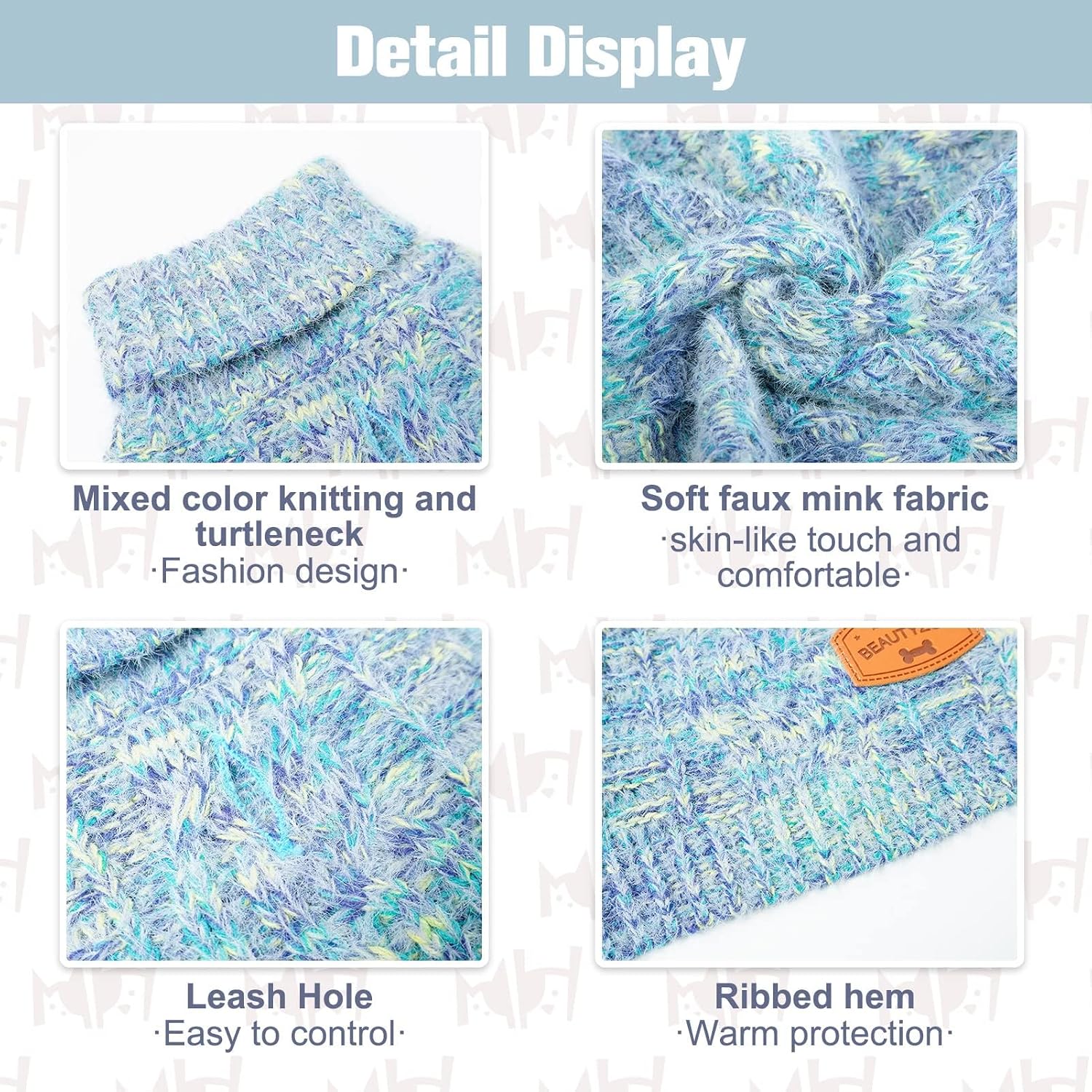 BEAUTYZOO Dog Sweaters for Small Dogs, Knit Clothes with Harness Hole image 3