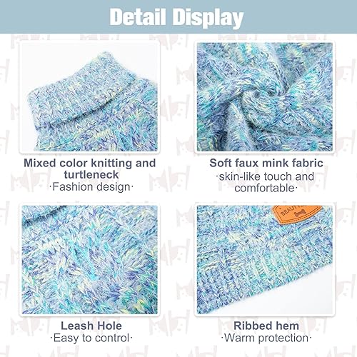 Miniatura 3 de BEAUTYZOO Suéter para perro pequeño, cuello alto, suéter clásico de punto trenzado, abrigo de invierno mullido para perros, ropa de clima frío para