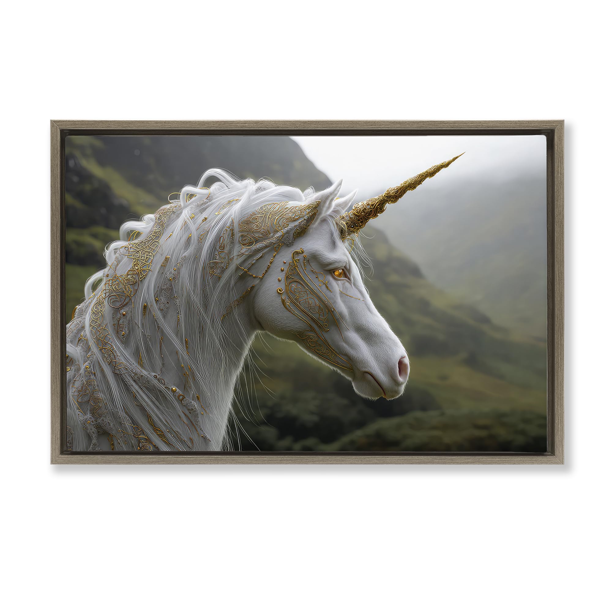 Stupell Industries Montalcino Elm (Textured) Ornate Celtic Unicorn Fantasy, 20 X 30 Inch Canvas In Floater Frame
