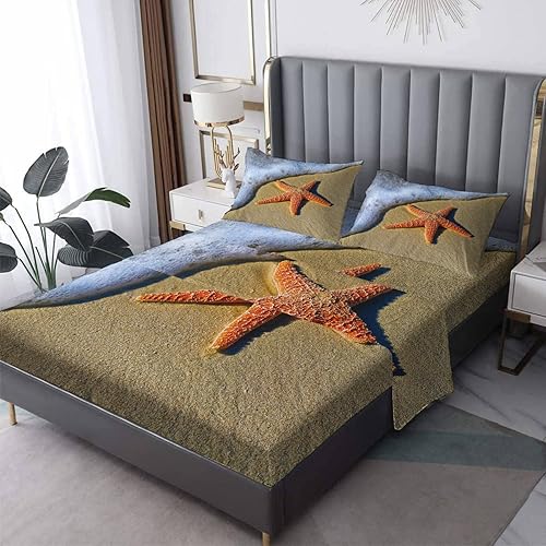 Miniatura 8 de Juego de sábanas de tamaño matrimonial  Sábanas de pulpo, microfibra suave y bolsillo profundo y sin arrugas, sábanas y fundas de almohada, patrón