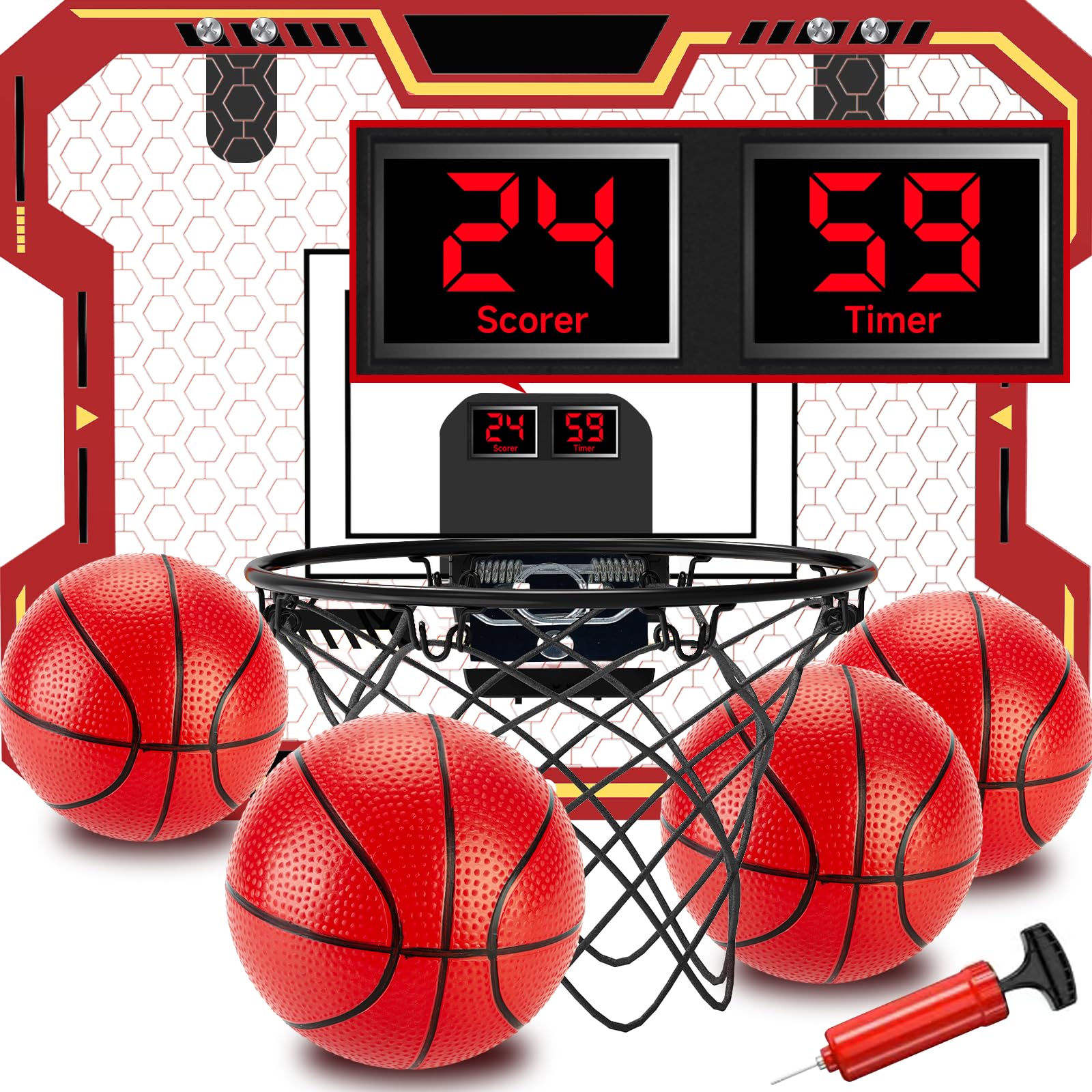 Basketball Hoop Indoor for Kids(4-12 Years Old), Over The Door Basketball Hoop with Scoring, Countdown and Music Accompaniment, Christmas Toys