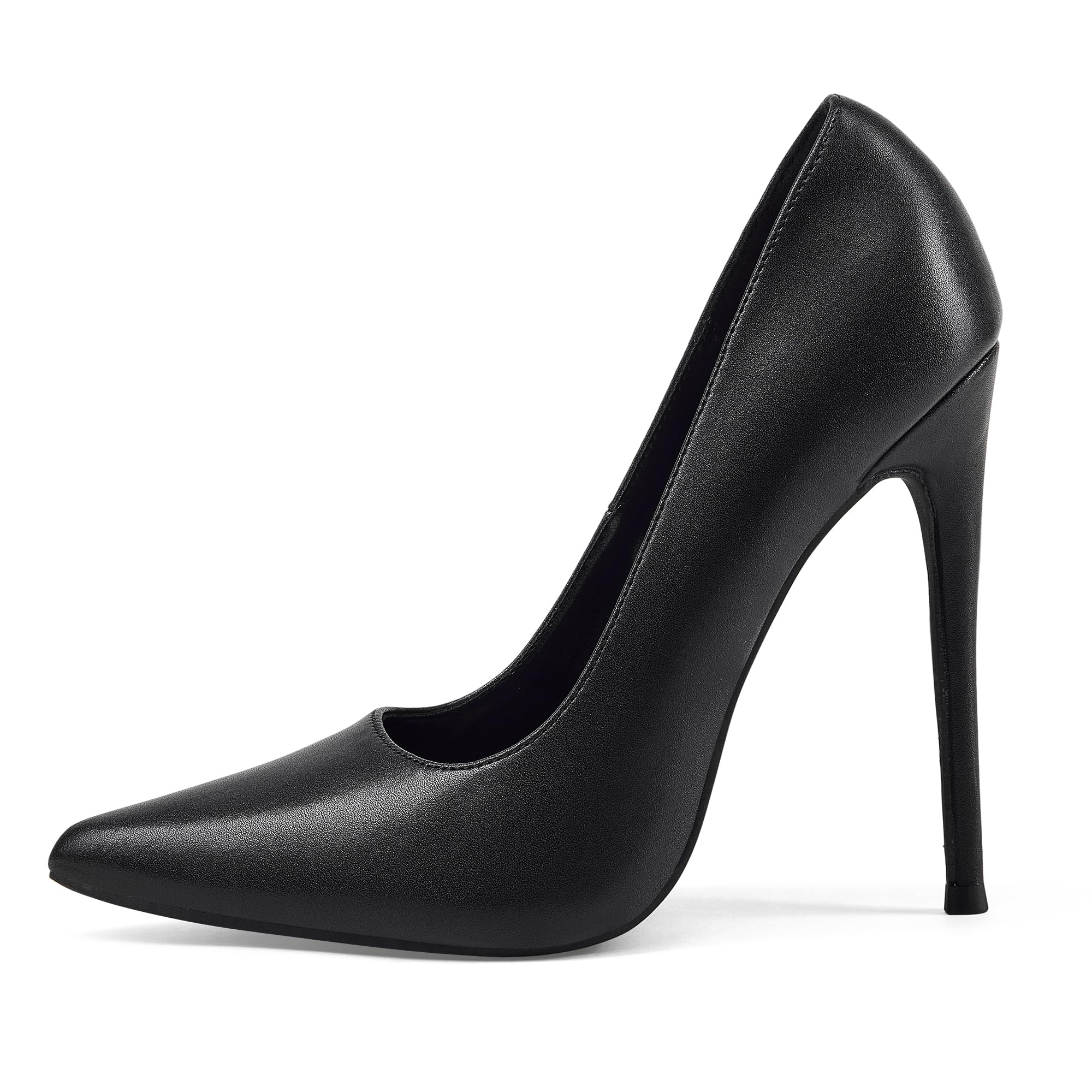 Zhabtuc Scarpe da Donna, Punta a Punta, Tacco Alto 12 cm, Stiletto da Party, Pumps con Superficie Opaca, Tutto Nero, 37 EU