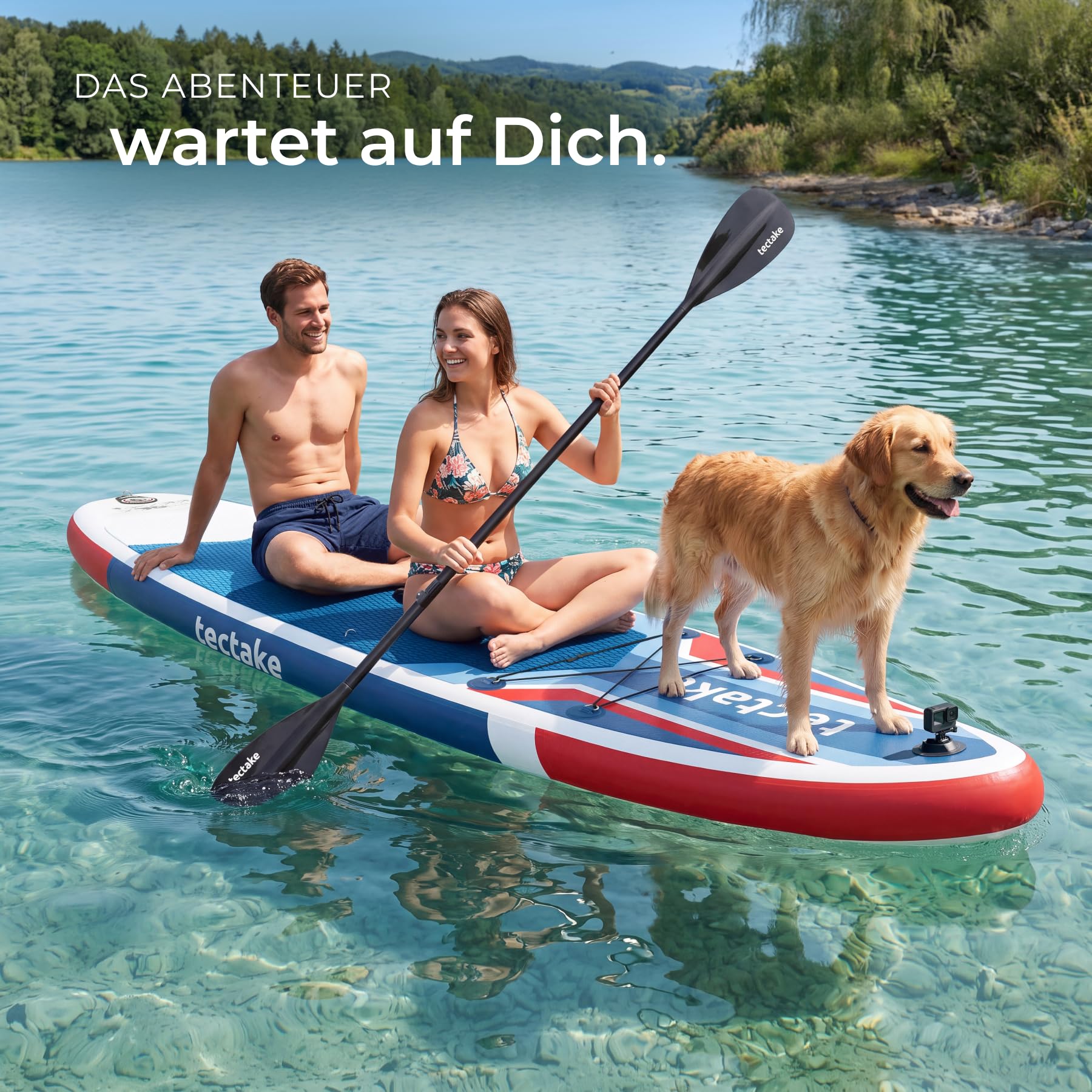 tectake® Stand-Up Paddle Board, 320 cm, aufblasbar, Kajak-Sitz, rutschfest