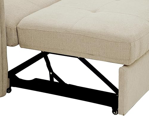 Miniatura 6 de Sofá cama multifuncional extraíble en forma de L con reposacabezas ajustable, carga inalámbrica, portavasos y almacenamiento oculto para sala de