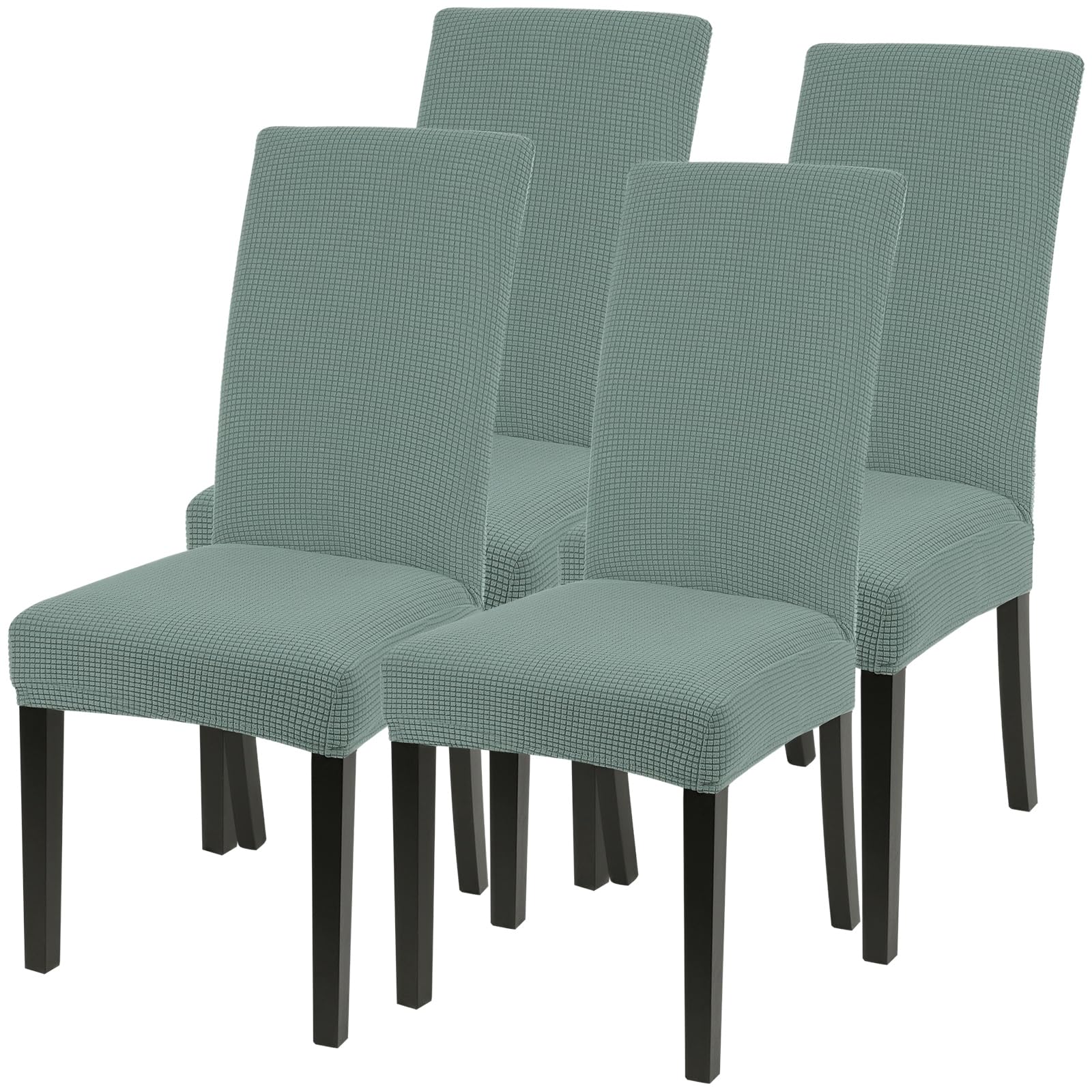 SearchI Chair Covers for Dining Room Set of 4, Stretch Jacquard Kitchen Parsons Chair Covers,Washable Spandex Dining Chair Slipcovers Seat Protector for Hotel,Banquet,Ceremony（Sage Green）